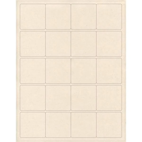 ELEVATE PACKAGING 2 in. Compostable Square Labels, Blank Layflat Sheets, Sugarcane, 25PK, LC0606