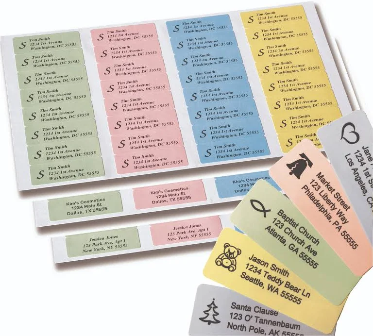 Return Address Labels - 250 Labels on Sheets (Multi-Color)