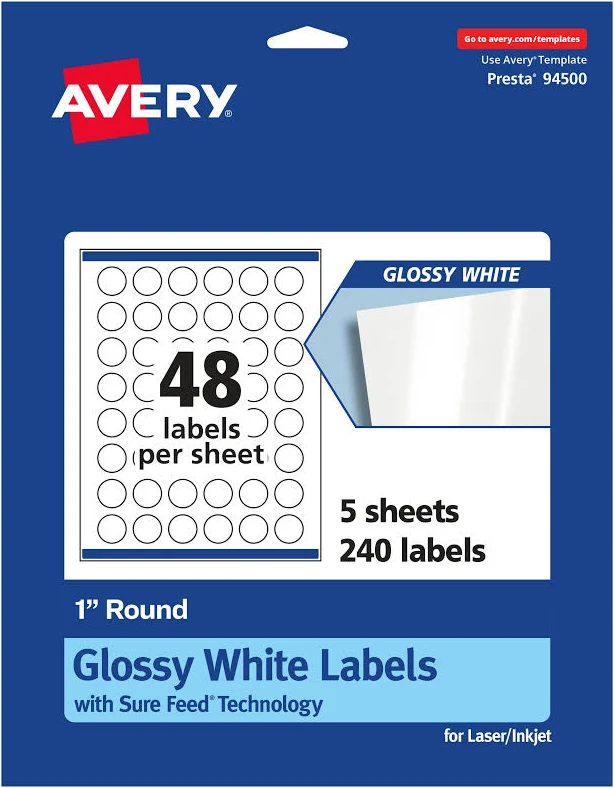 Avery Glossy Labels with Sure Feed