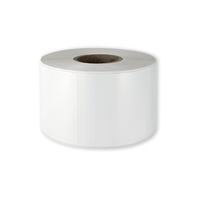 Polypropylene self-adhesive labels 60x60 mm durable white glossy plastic for thermal transfer, 1000 labels per roll