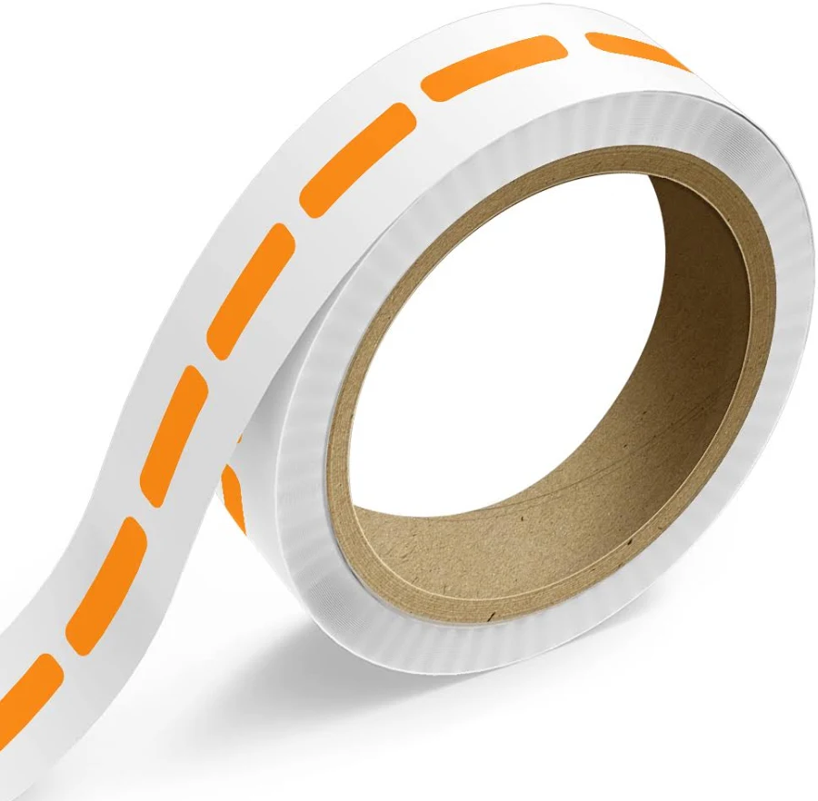 3/8 x 1 1/2 Inch Roll of Rectangle Labels - Bright Adhesive - Neon Orange - 125 Pack