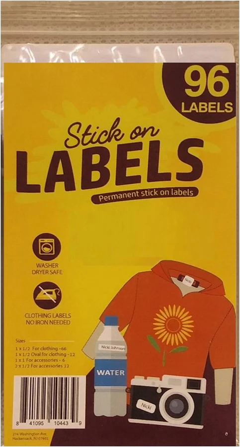 96 Clothing Labels Self-Stick No-Iron Write-On Writable Fabric Labels