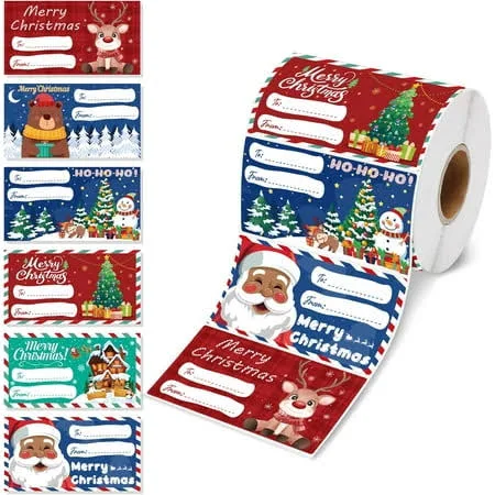 500 PCS Christmas Gift Tags, Self-Adhesive Holiday Present Labels 2.95x1.6 Inch, Festive Name Stickers for Gifts Wrapping, Xmas Decorations for Women 