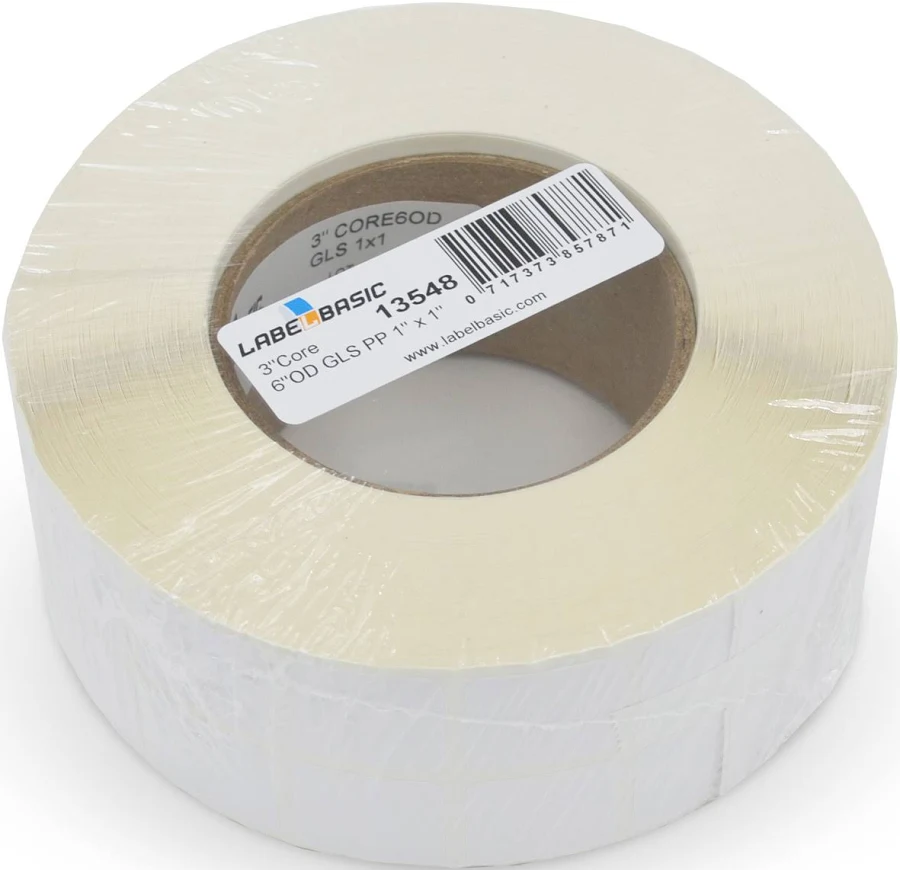 1" x 1" Glossy Polypropylene Label Rolls for Afinia L502