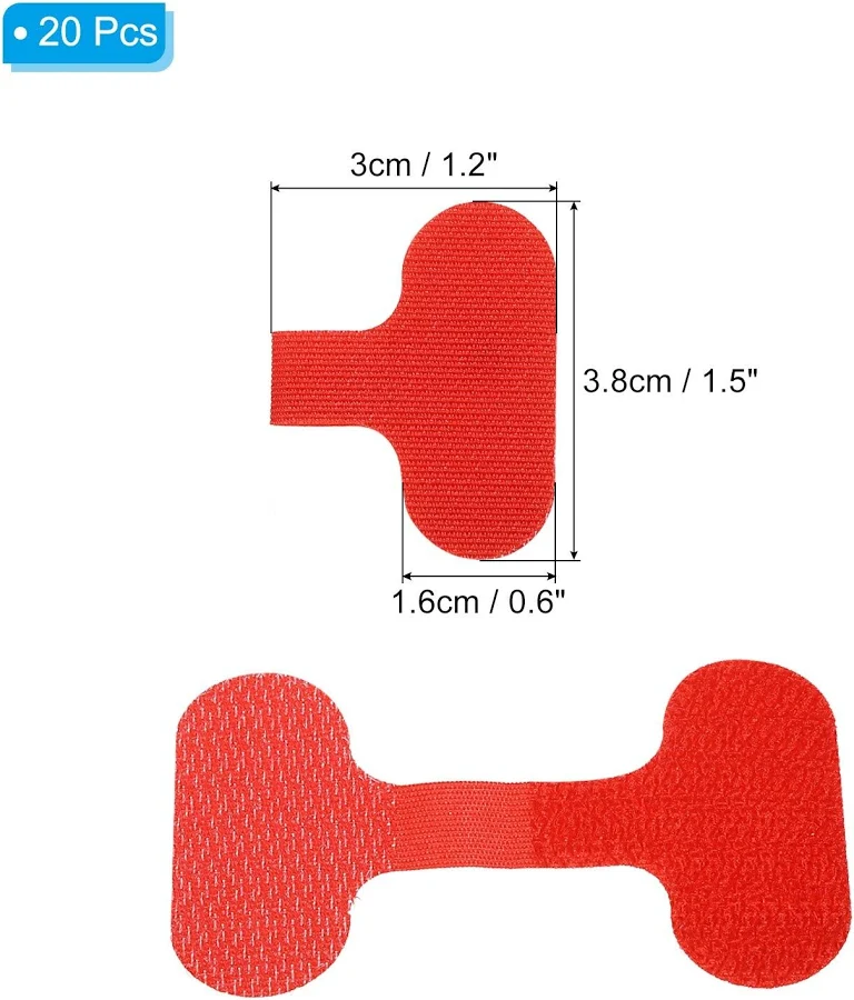 Self-Adhesive Cable Labels for Electronics and Cable Management - 0.6 x 1.5 - Red