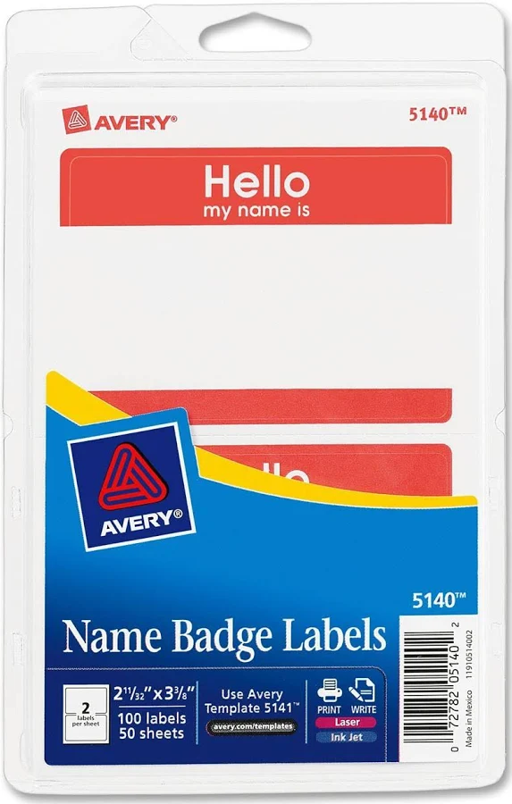 Avery 2.34" x 3.37" Rectangle Name Badge Label - 100 per pack