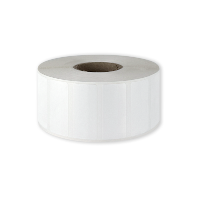 Polypropylene self-adhesive labels 45x20 mm durable white glossy plastic for thermal transfer, 3000 labels per roll