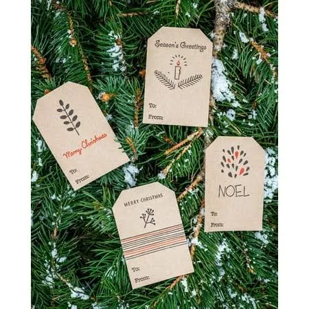 Minimalist Style Christmas Holiday Kraft Adhesive Gift Tags