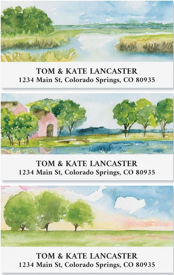 Watercolor Landscape Deluxe Address Labels (3 Designs)