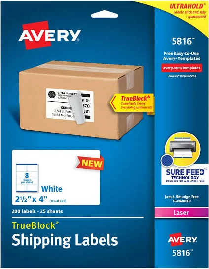 Avery TrueBlock Shipping Labels 5816