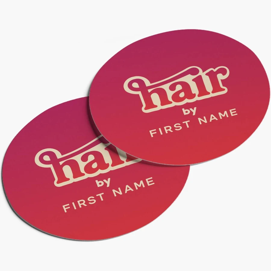 Custom Circle Stickers | 2" x 2" | Pink, Red and Purple | VistaPrint | Design: Pink, Bold & Colorful, Hair Salons, Beauty & Spa, Styles & Themes
