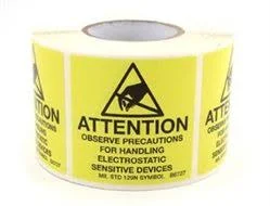 Botron B6725 MIL Standard Self Adhesive Labels, Yellow, 5/8" x 2", Roll of 500