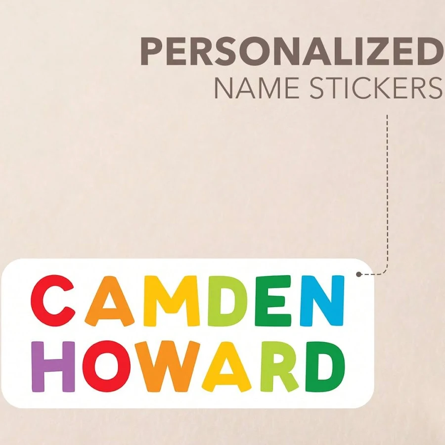 Colorful Personalized Name Labels Custom Stickers Name Tags Waterproof Self-Adhesive Custom Text For Clothes Gear Boys Girls Back To School,200PCS