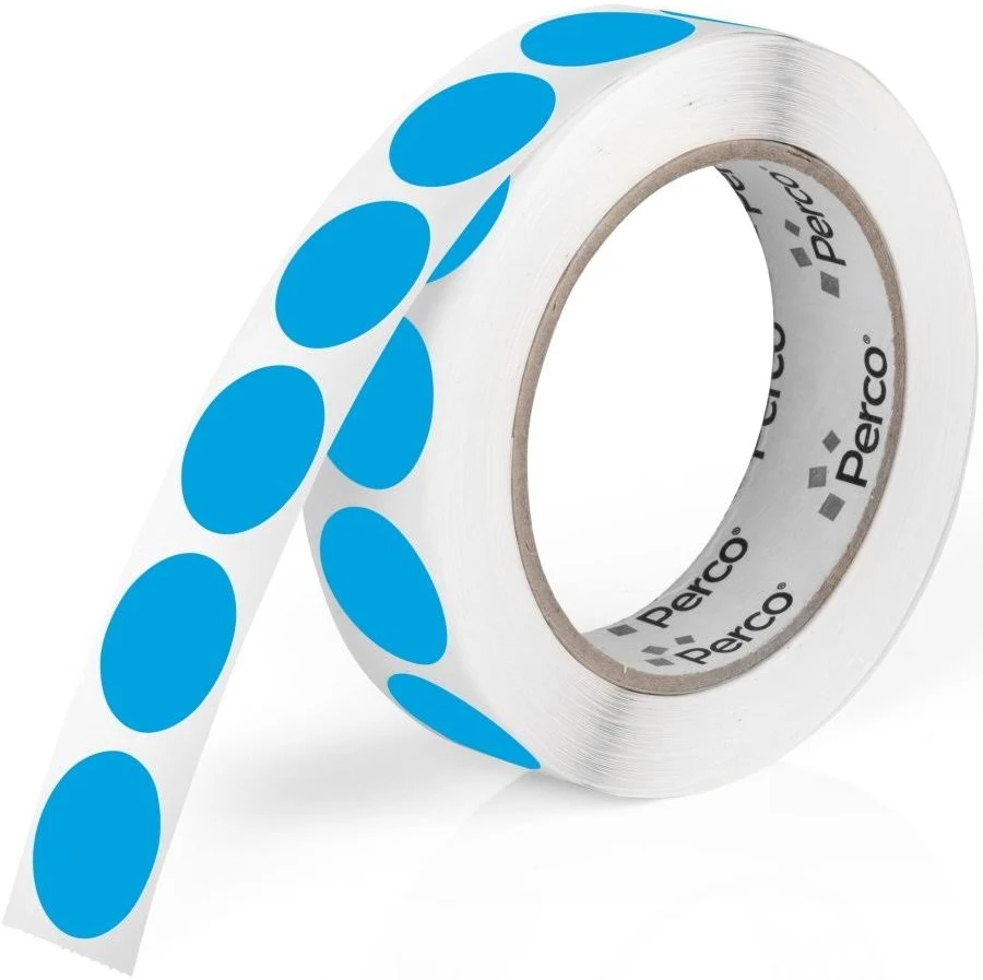 Perco 1 Inch Round Dot Sticker Labels – Permanent Adhesive, Light Blue / 1 Roll / 1000 Labels Total