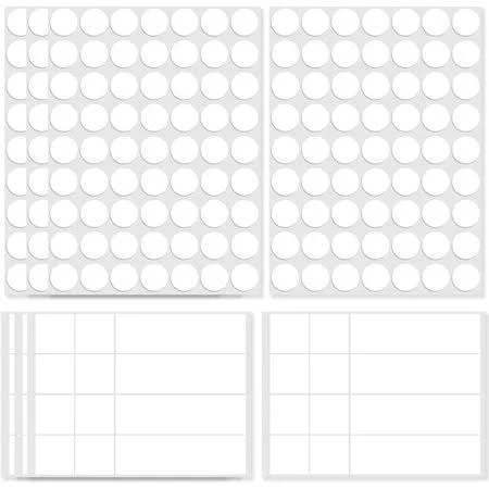 300pcs Double Sided Adhesive Dots White Acrylic Flat Round Square Rectangle Removable Strong Mounting Tape Self Adhesive Strips Sheets for Hanging 