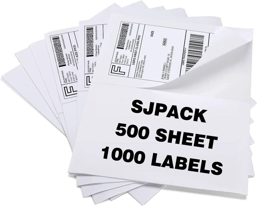 SJPACK 1000 Half Sheet Self Adhesive Shipping Labels