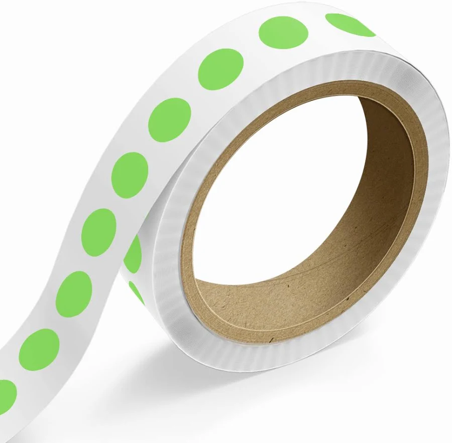 1 Inch Roll of Circular Round Labels - Bright Adhesive - Neon Green - 125 Pack