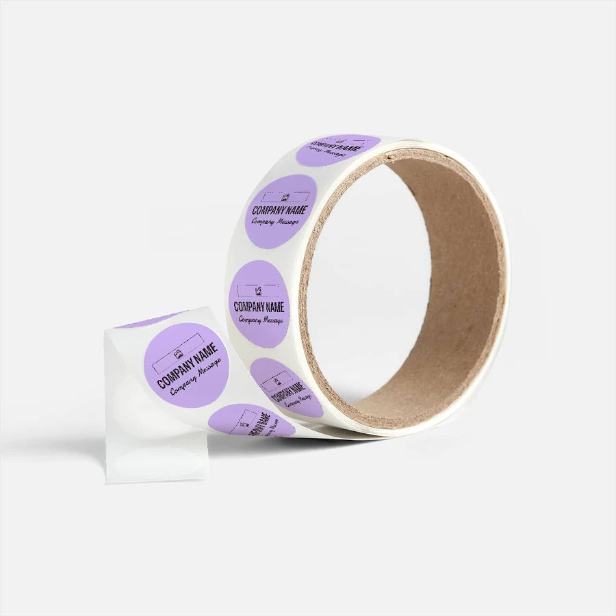 Custom Roll Labels | 1" x 1" | Purple, Blue and Gray | VistaPrint | Design: Purple, Modern & Simple, Retail, Styles & Themes, Industry