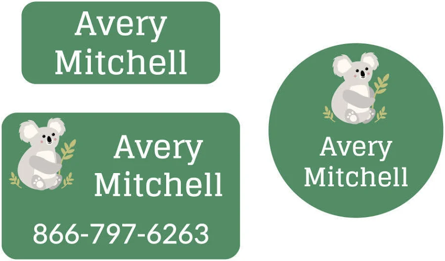 Name Bubbles Koala Personalized Clothing Labels Pack