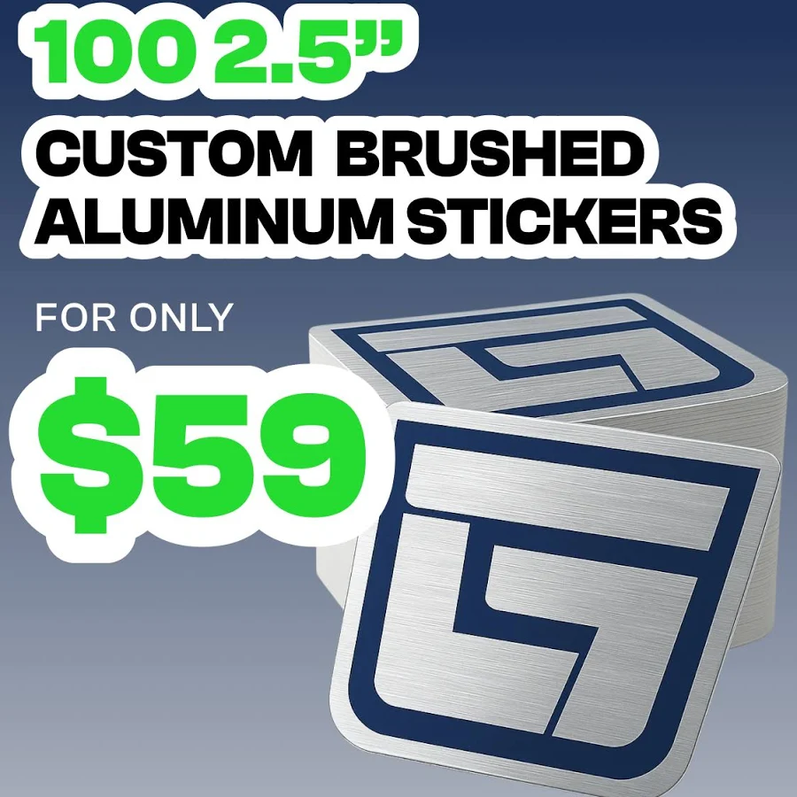 Sticky Brand Custom 2.5" Brushed Aluminum Stickers