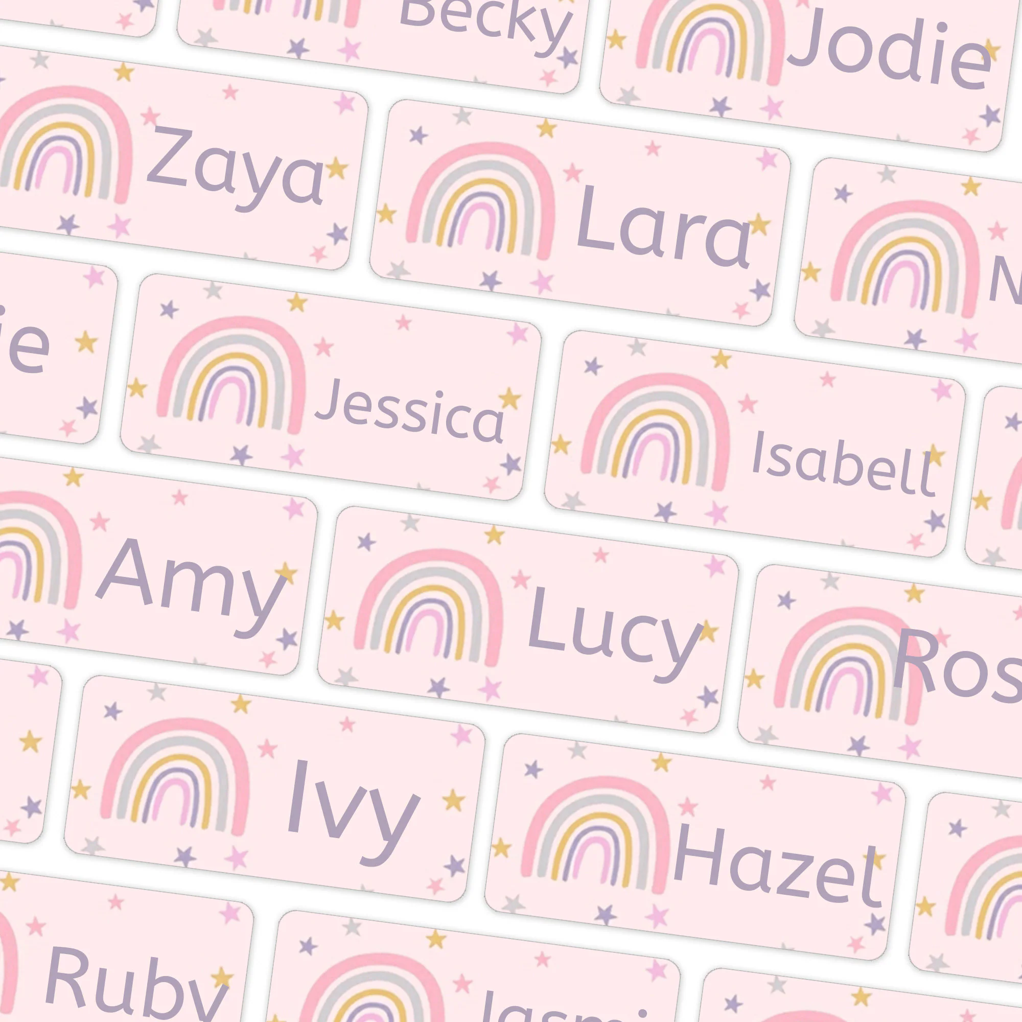 Rainbow Stick on Clothes Labels, Uniform Labels, Name Stickers, No-Iron No-sew, Waterproof and dishwasher safe