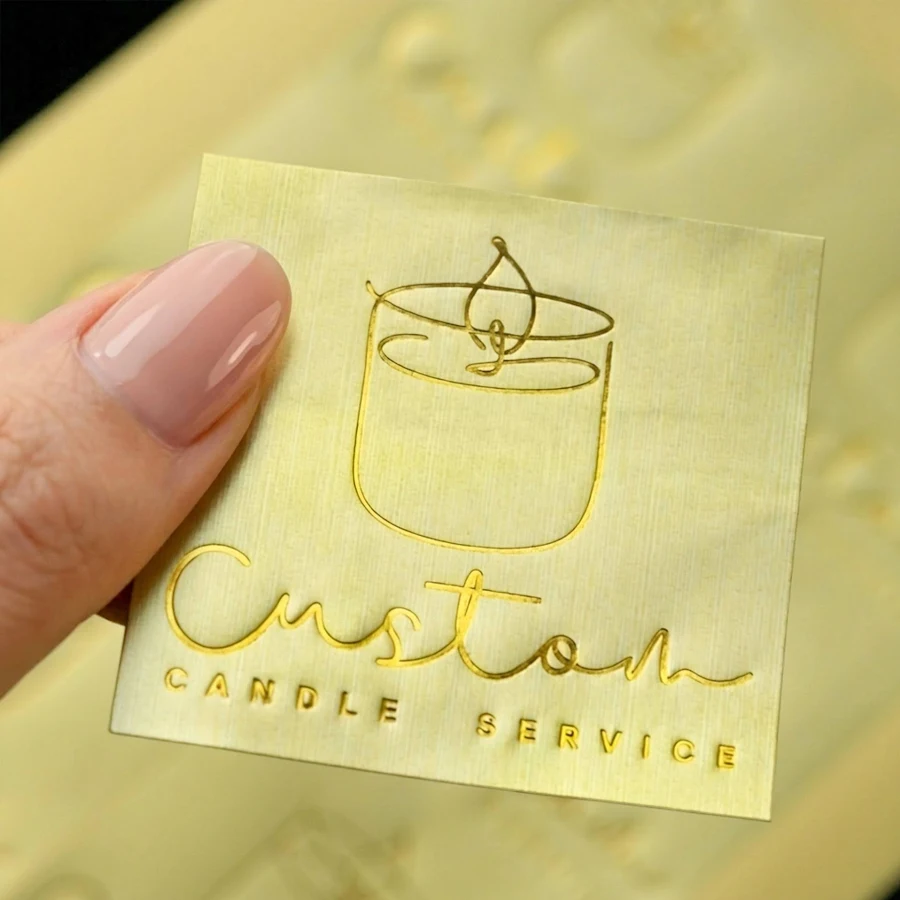 Custom Hot Foil Stamping Metallic Logo Stickers Branding Labels