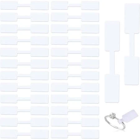 600pcs Jewellery Price Tags Stickers Rectangle Self-Adhesive Jewelry Identification Tags Blank Hang Tags Labels Ring Bracelet Sticker Barbell Label 