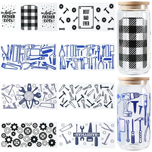 8Pcs 8 Styles PVC Plastic Waterproof Decorative Sticker Labels