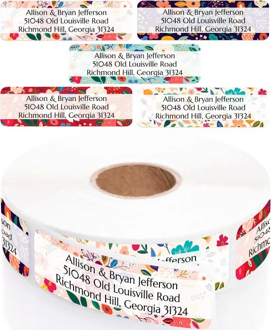 Current Labels Multicolored Floral Rolled Address Labels with Dispenser