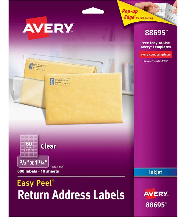 Avery?? Matte Clear Return Address Labels Sure Feed? Technology
