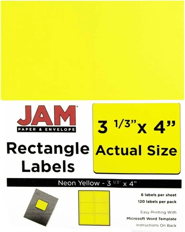 JAM Paper Neon Yellow Mailing Address Labels