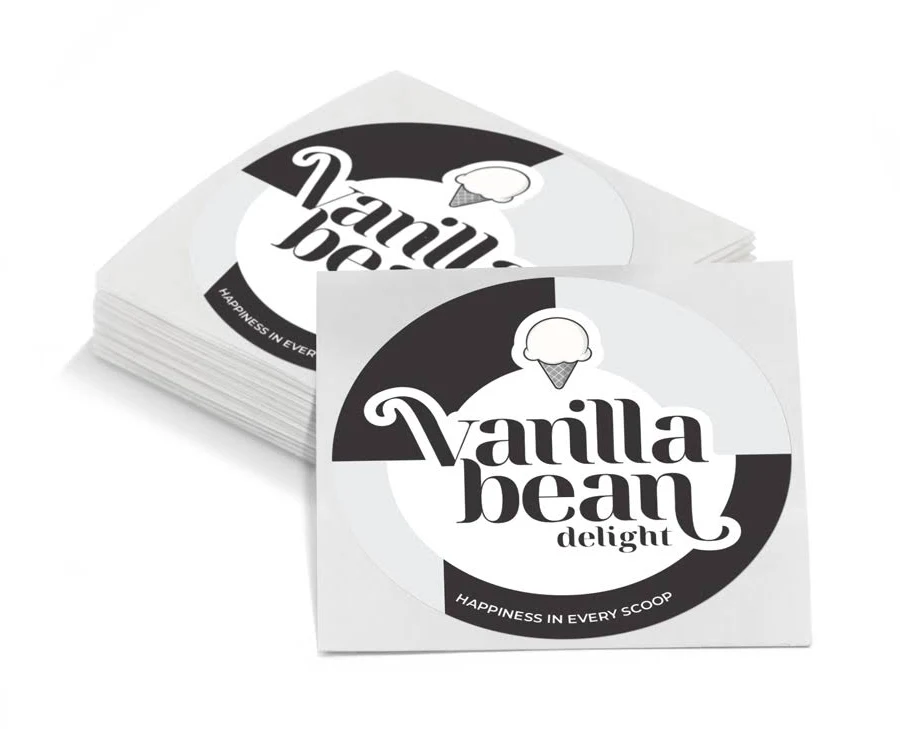 500 Custom Bulk Stickers - Shape: Round - 0.2" White Vinyl Glossy