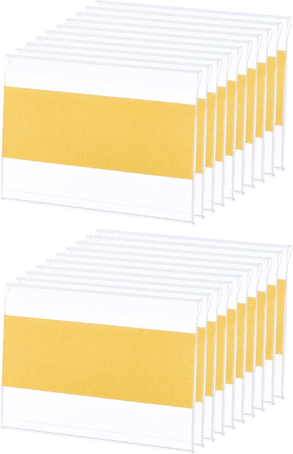 70 Pcs Self Adhesive Label Holder 2.4 x 1.7 Inch Shelf Tag Label Holders Polyvinyl Chloride Shelf Tag Index Card Pockets for Bookshelf Mailbox Shelves