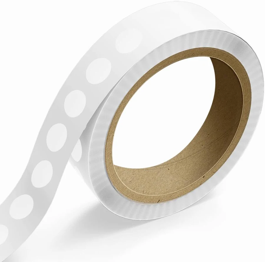 1 Inch Roll of Circular Round Labels - White Glossy - 125 Pack
