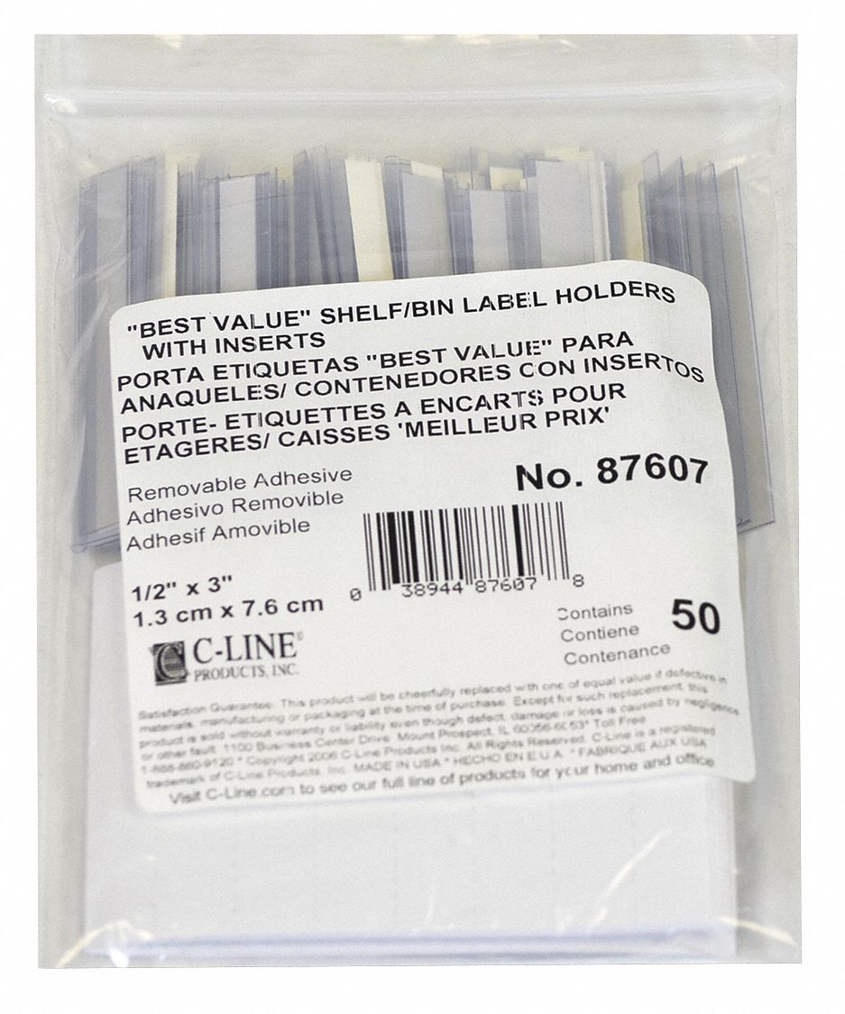Label Holder,Self-Adhesive,5x3,PK50, PK 50