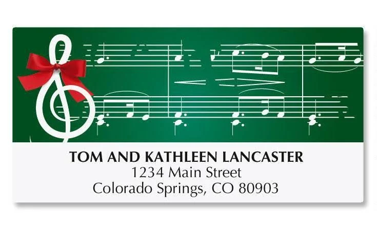 Personalized Merry Melody Deluxe 48 Christmas Self-Stick Address Label