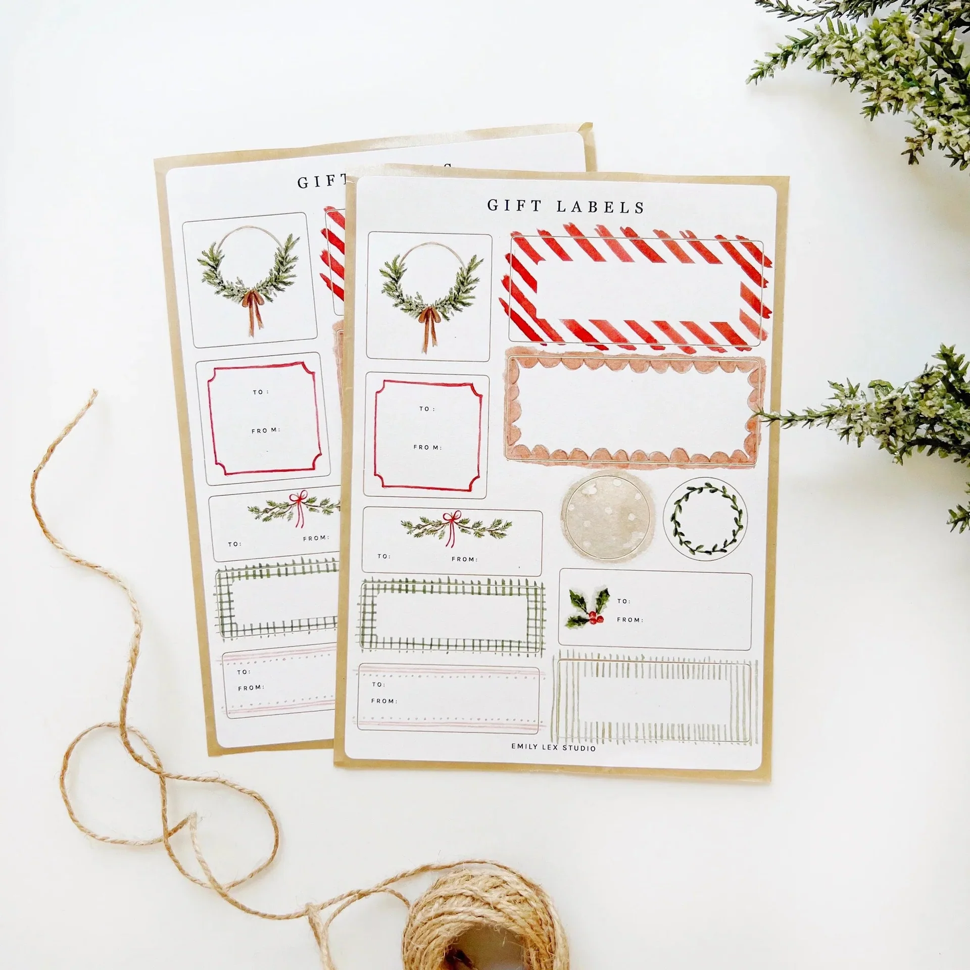 Christmas Gift Tag Label Sticker Sheets