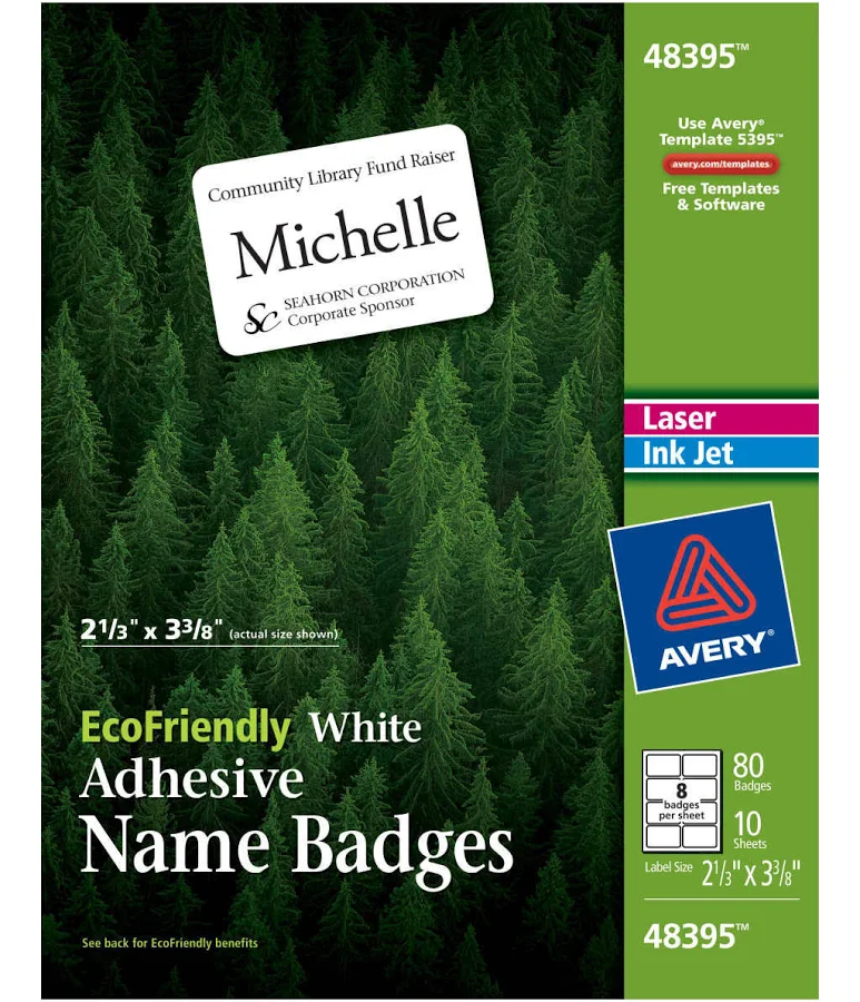Avery EcoFriendly Adhesive Name Badge Labels
