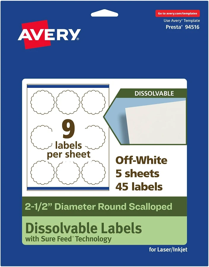 Avery Dissolvable Decorative Edge Multipurpose Labels