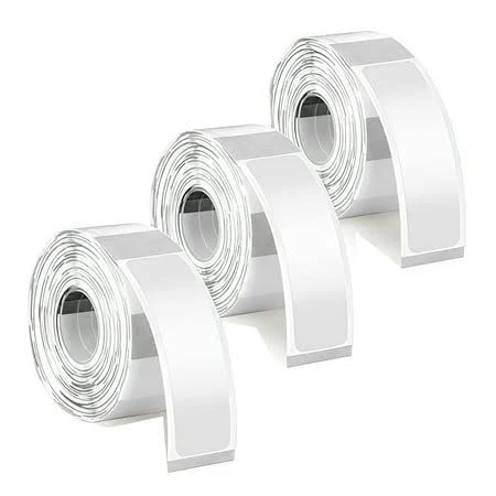 D30 Transparent Label Paper, 3 Rolls Self-Adhesive Label Stickers, 1.57x0.47in (12x40mm) Paper Name Tag Labels for Item Marking, Cosmetic 