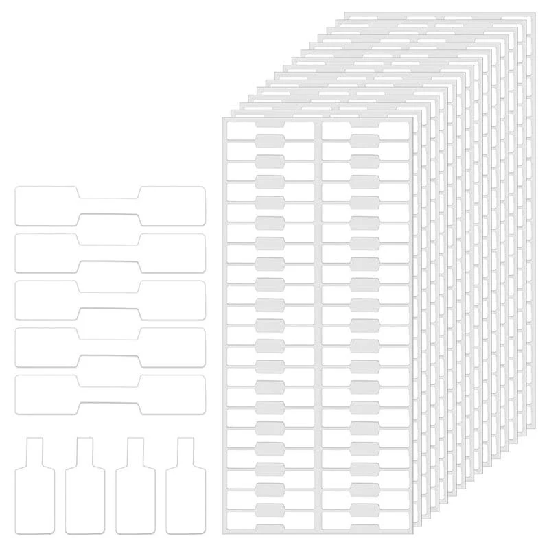 Generic White Blank Jewelry Tags, 1000 Pcs, 25 Sheets, Display Labels for Necklace Ring Earring, OPP Bag Packaging, Size: 0.5 in