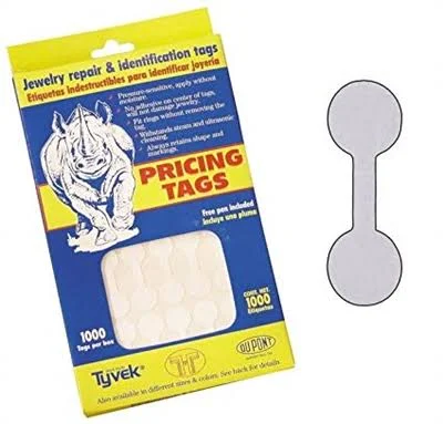 Silver Tyvek jewelry pricing tags-TA72