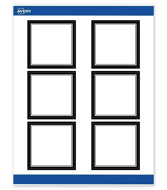 Avery Labels 3" x 3" Matte White Double Black Border