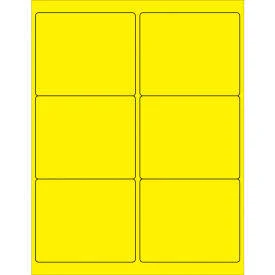 4 x 3 1/3" Fluorescent Yellow Rectangle Laser Labels