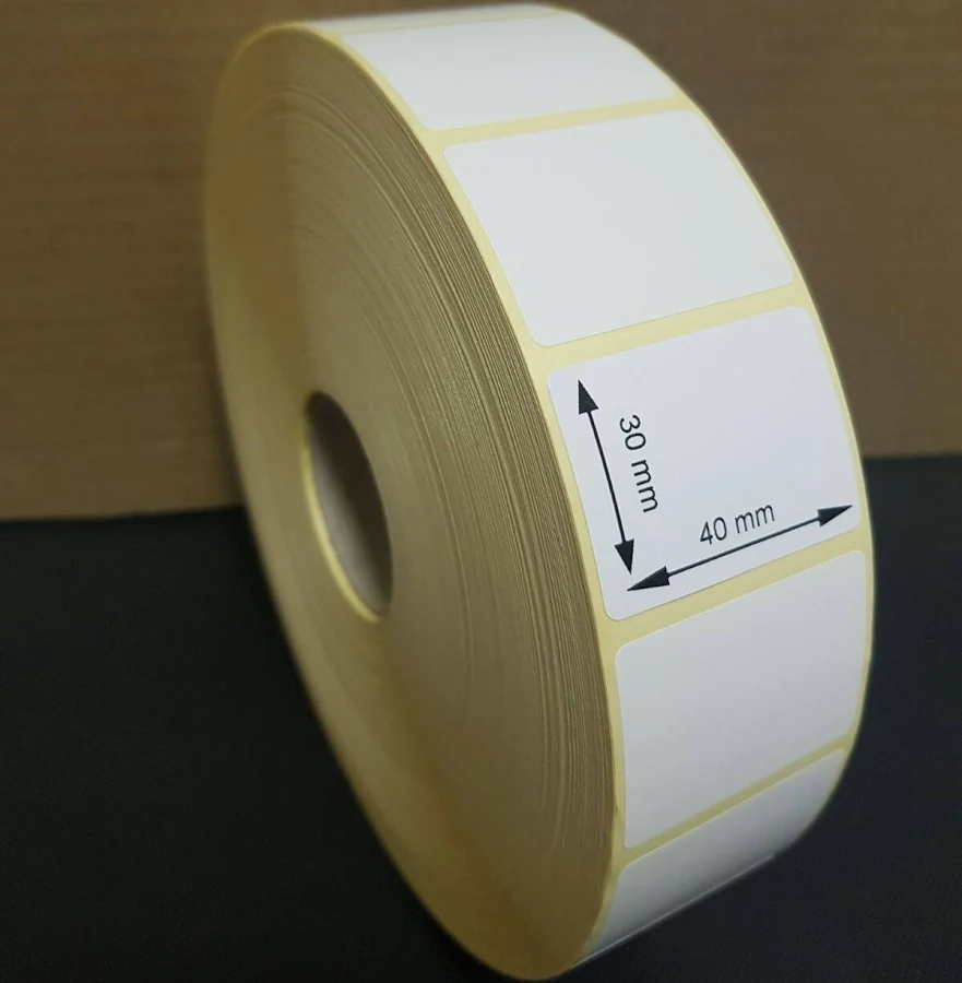 Blank White Self Adhesive Labels Stickers Roll 1000pcs 40x30mm Thermal