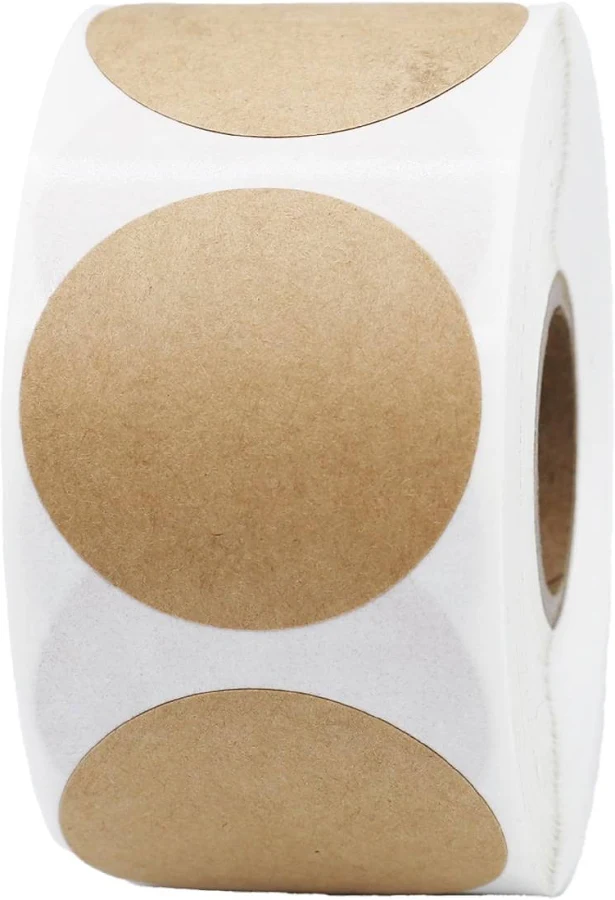 Brown Kraft Circle Dot Stickers