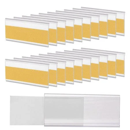 Uxcell Self Adhesive Shelf Label Holder 3.1 x 1.7 Inch Clear Shelf Label Strips tags with Paper Label