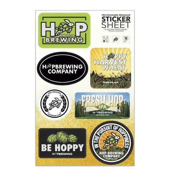 125 Custom Removable Waterproof Sticker Sheet - Large 7" x 11" - Promotional in Bulk