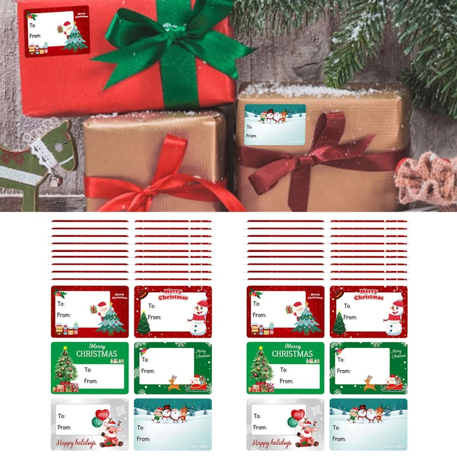 Clearance Christmas Sticker Labels 120pcs Self Adhesive Tags For Gifts And Envelopes, Size: One size*2, White