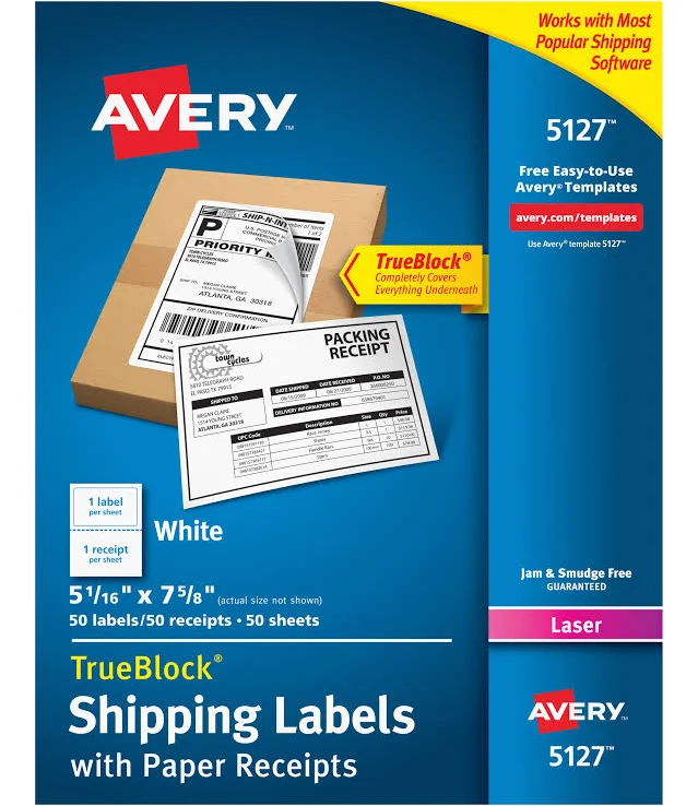 Avery Shipping Labels with Paper Receipt